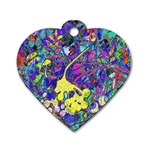 vibrant abstract floral/rainbow color Dog Tag Heart (One Side)