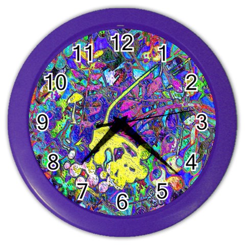 vibrant abstract floral/rainbow color Color Wall Clock from ArtsNow.com Front