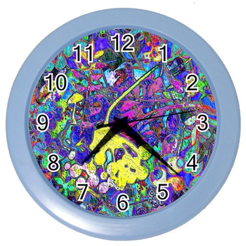 vibrant abstract floral/rainbow color Color Wall Clock from ArtsNow.com Front