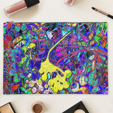vibrant abstract floral/rainbow color Cosmetic Bag (XXL) from ArtsNow.com Front
