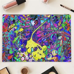 vibrant abstract floral/rainbow color Cosmetic Bag (XXL) from ArtsNow.com Back