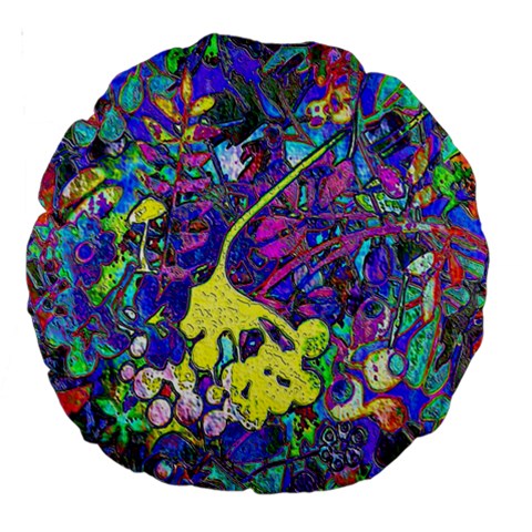 vibrant abstract floral/rainbow color Large 18  Premium Round Cushions from ArtsNow.com Front