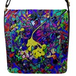 vibrant abstract floral/rainbow color Flap Closure Messenger Bag (S)