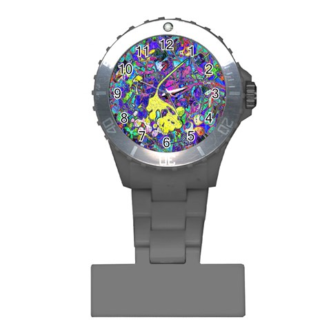 vibrant abstract floral/rainbow color Plastic Nurses Watch from ArtsNow.com Front