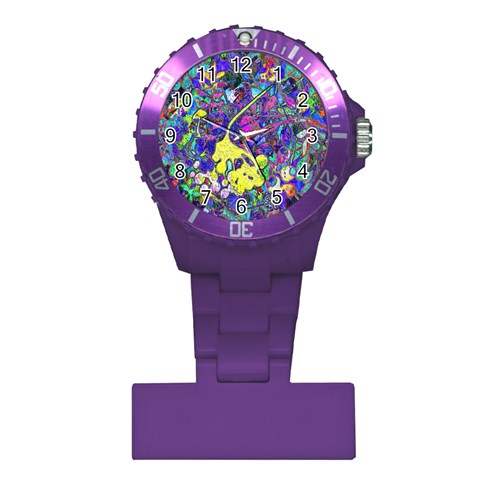 vibrant abstract floral/rainbow color Plastic Nurses Watch from ArtsNow.com Front