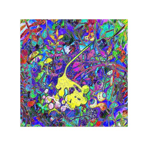vibrant abstract floral/rainbow color Small Satin Scarf (Square) from ArtsNow.com Front