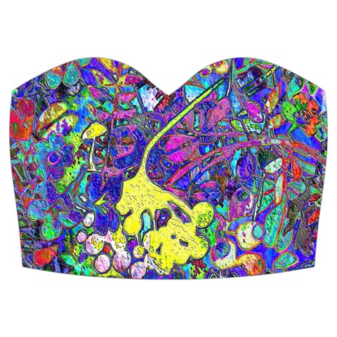 vibrant abstract floral/rainbow color Short Sleeve Drop Hem Chiffon Dress from ArtsNow.com Front Top