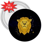 Zodiak Leo Lion Horoscope Sign Star 3  Buttons (10 pack) 
