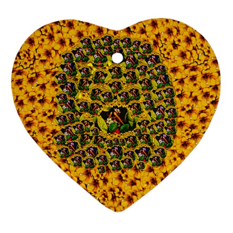 Lizards In Love In The Land Of Flowers Ornament (Heart) from ArtsNow.com Front