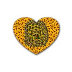 Lizards In Love In The Land Of Flowers Rubber Coaster (Heart) 