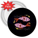 Fish Pisces Astrology Star Zodiac 3  Buttons (10 pack) 