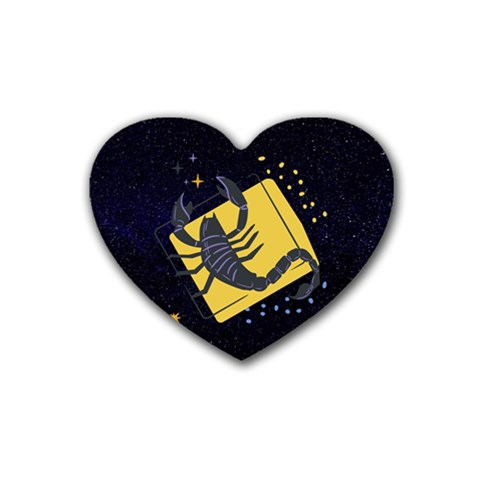 Zodiak Scorpio Horoscope Sign Star Rubber Coaster (Heart)  from ArtsNow.com Front