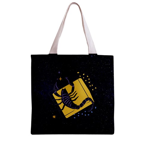 Zodiak Scorpio Horoscope Sign Star Zipper Grocery Tote Bag from ArtsNow.com Front