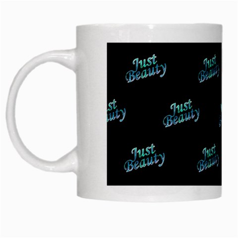 Just Beauty Words Motif Print Pattern White Mugs from ArtsNow.com Left