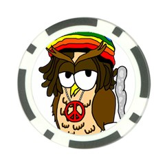 Rainbow Stoner Owl Poker Chip Card Guard from ArtsNow.com Front