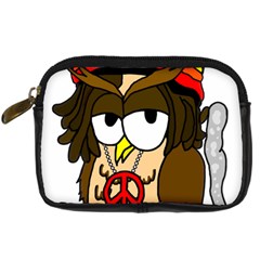 Rainbow Stoner Owl Digital Camera Leather Case from ArtsNow.com Front