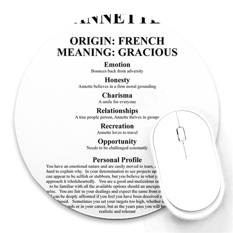 Annette Round Mousepads from ArtsNow.com Front