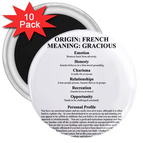 Annette 3  Magnets (10 pack)  from ArtsNow.com Front