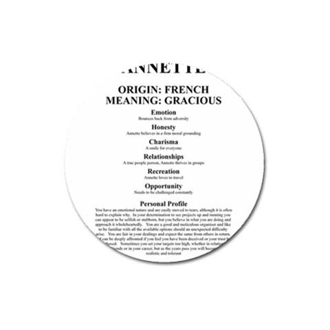 Annette Magnet 3  (Round) from ArtsNow.com Front