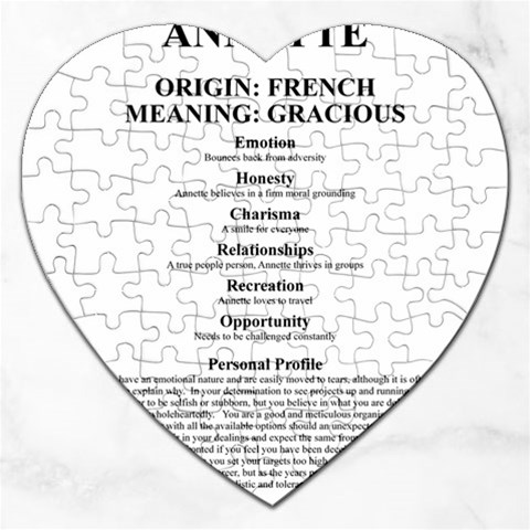 Annette Jigsaw Puzzle (Heart) from ArtsNow.com Front