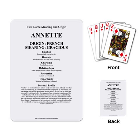 Annette Playing Cards Single Design (Rectangle) from ArtsNow.com Back