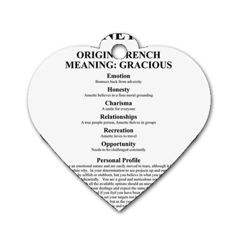 Annette Dog Tag Heart (Two Sides) from ArtsNow.com Front