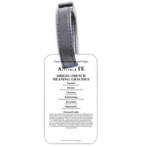 Annette Luggage Tag (two sides) from ArtsNow.com Front