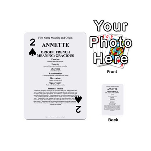 Annette Playing Cards 54 Designs (Mini) from ArtsNow.com Front - Spade2