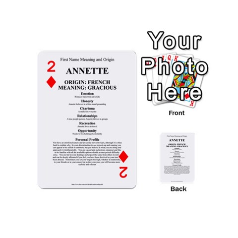 Annette Playing Cards 54 Designs (Mini) from ArtsNow.com Front - Diamond2