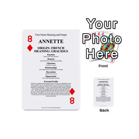 Annette Playing Cards 54 Designs (Mini) from ArtsNow.com Front - Diamond8