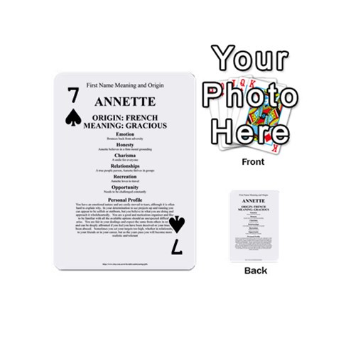 Annette Playing Cards 54 Designs (Mini) from ArtsNow.com Front - Spade7