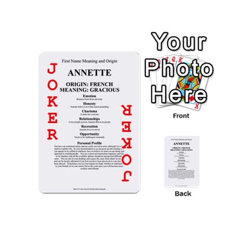 Annette Playing Cards 54 Designs (Mini) from ArtsNow.com Front - Joker2