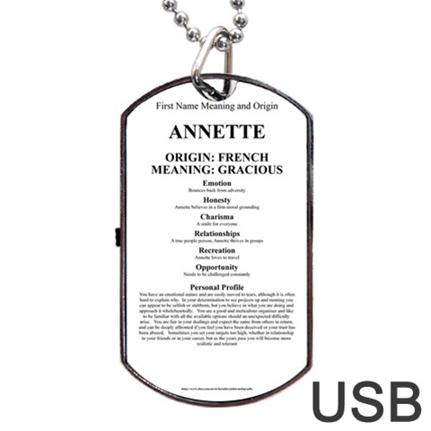 Annette Dog Tag USB Flash (One Side) from ArtsNow.com Front