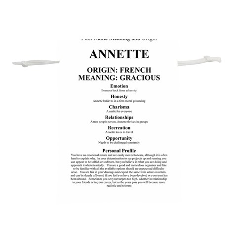 Annette Lightweight Drawstring Pouch (S) from ArtsNow.com Back