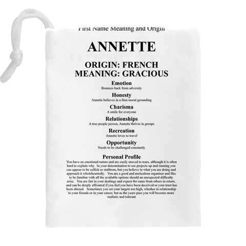 Annette Drawstring Pouch (5XL) from ArtsNow.com Back
