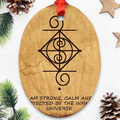 I Am Strong, Calm  And Protected By The Infinite Universe Ornament (Oval) from ArtsNow.com Front