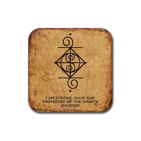 I Am Strong, Calm  And Protected By The Infinite Universe Rubber Coaster (Square)  from ArtsNow.com Front
