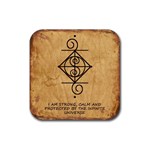I Am Strong, Calm  And Protected By The Infinite Universe Rubber Coaster (Square) 