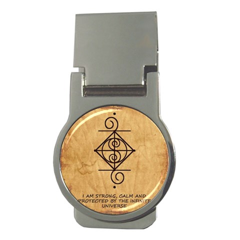 I Am Strong, Calm  And Protected By The Infinite Universe Money Clips (Round)  from ArtsNow.com Front