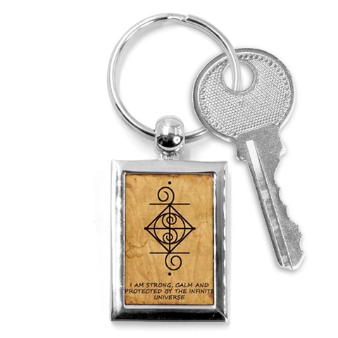 I Am Strong, Calm  And Protected By The Infinite Universe Key Chain (Rectangle) from ArtsNow.com Front