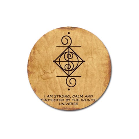 I Am Strong, Calm  And Protected By The Infinite Universe Magnet 3  (Round) from ArtsNow.com Front