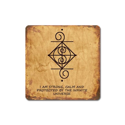 I Am Strong, Calm  And Protected By The Infinite Universe Square Magnet from ArtsNow.com Front