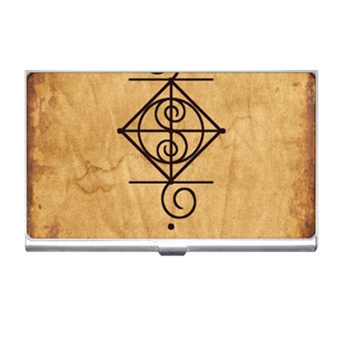 I Am Strong, Calm  And Protected By The Infinite Universe Business Card Holder from ArtsNow.com Front