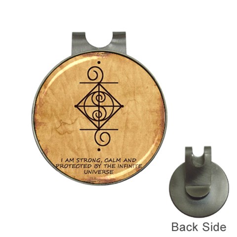 I Am Strong, Calm  And Protected By The Infinite Universe Hat Clips with Golf Markers from ArtsNow.com Front