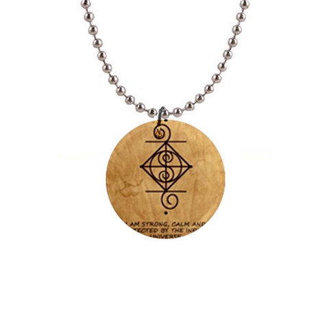 I Am Strong, Calm  And Protected By The Infinite Universe 1  Button Necklace from ArtsNow.com Front