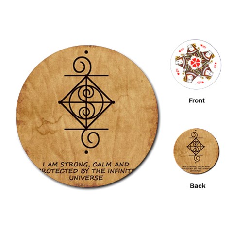 I Am Strong, Calm  And Protected By The Infinite Universe Playing Cards Single Design (Round) from ArtsNow.com Front