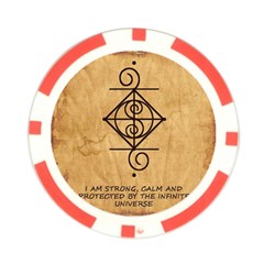 I Am Strong, Calm  And Protected By The Infinite Universe Poker Chip Card Guard from ArtsNow.com Back