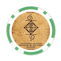I Am Strong, Calm  And Protected By The Infinite Universe Poker Chip Card Guard from ArtsNow.com Back