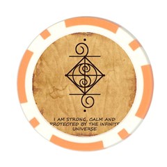 I Am Strong, Calm  And Protected By The Infinite Universe Poker Chip Card Guard from ArtsNow.com Back