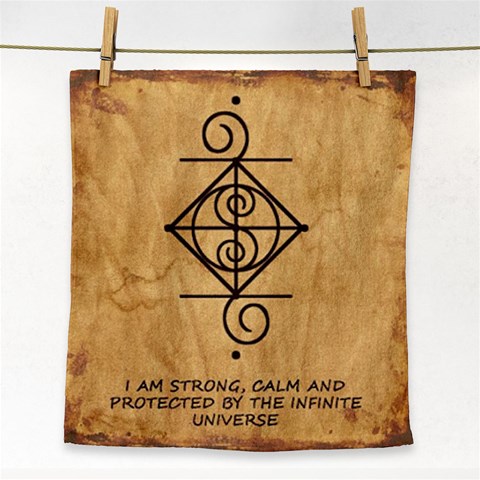 I Am Strong, Calm  And Protected By The Infinite Universe Face Towel from ArtsNow.com Front